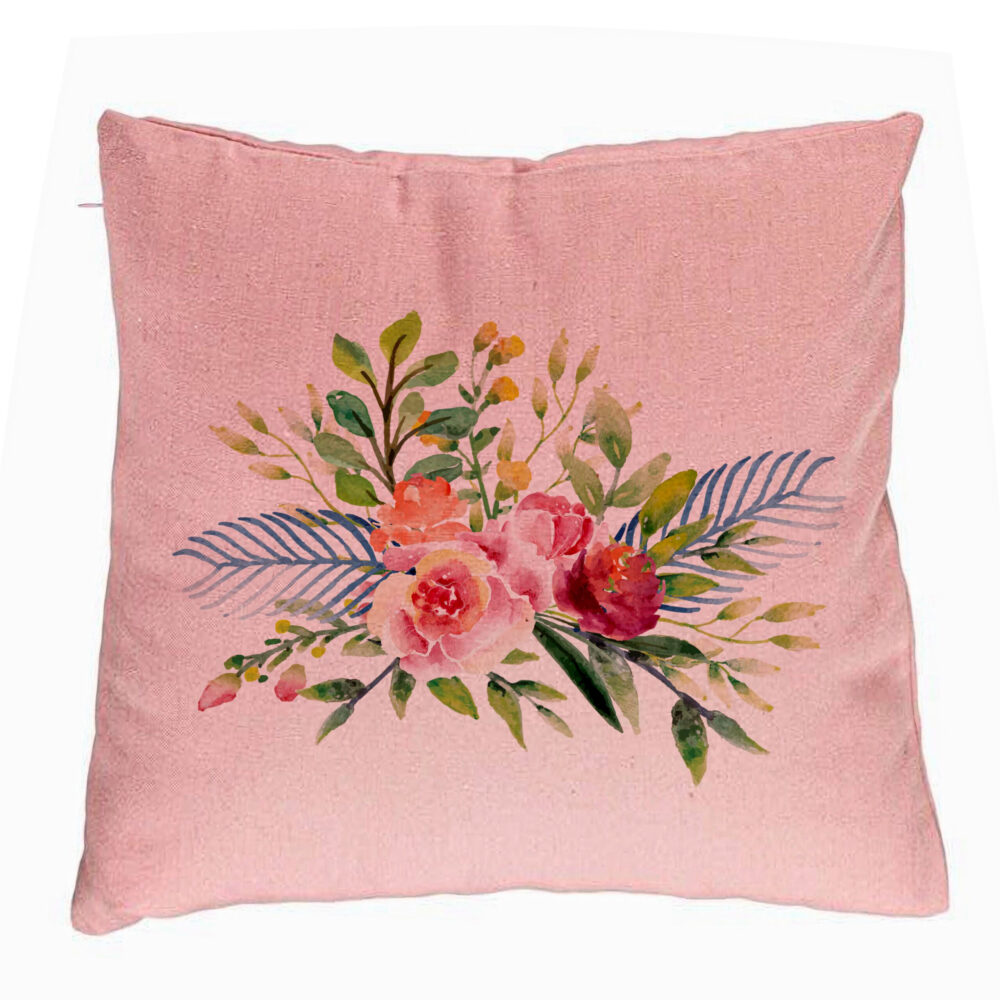 Perna Decorativa, Model Florale de vara, 40x40 cm, Roz, Husa Detasabila, Burduf 5 Perna Decorativa