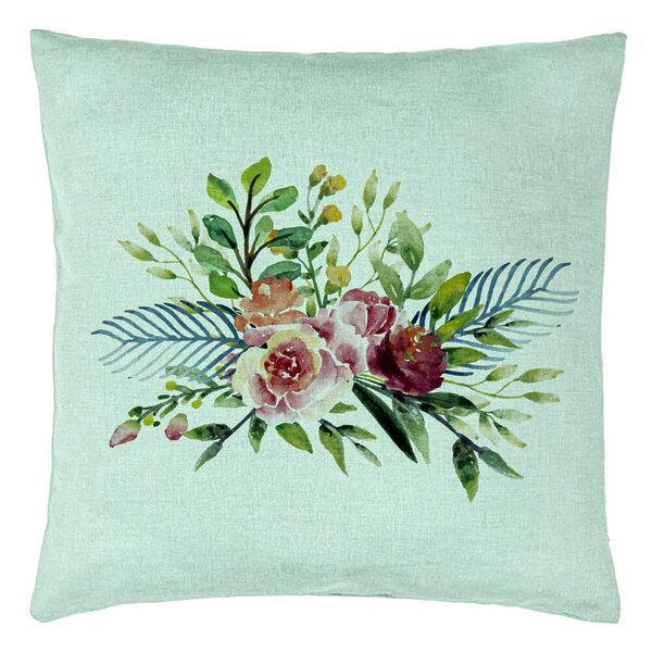 Perna Decorativa, Model Florale de vara, 40x40 cm, Verde Menta, Husa Detasabila, Burduf 15 Perna Decorativa