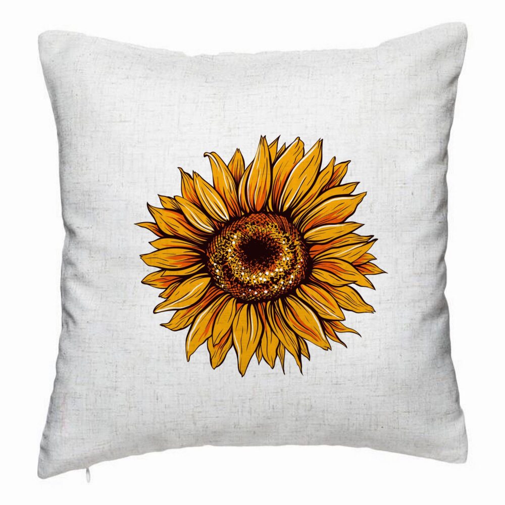 Perna Decorativa, Model Florea Soarelui, 40x40 cm, Alb Murdar, Husa Detasabila, Burduf 5 Perna Decorativa