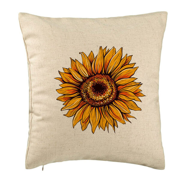 Perna Decorativa, Model Florea Soarelui, 40x40 cm, Bej, Husa Detasabila, Burduf 5 Perna Decorativa