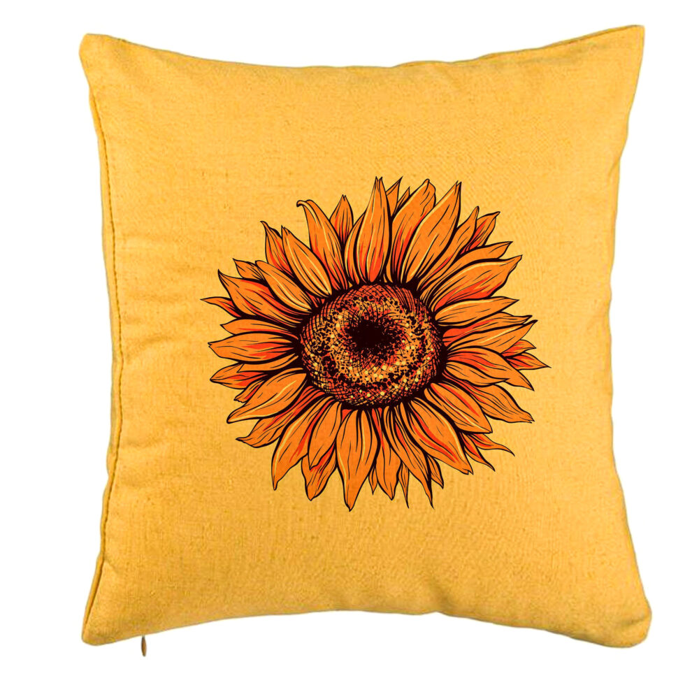 Perna Decorativa, Model Florea Soarelui, 40x40 cm, Galben, Husa Detasabila, Burduf 5 Perna Decorativa