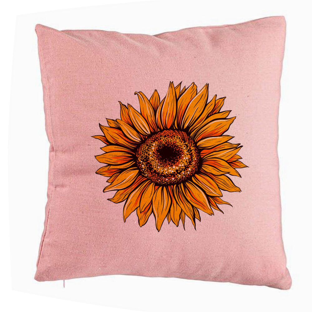 Perna Decorativa, Model Florea Soarelui, 40x40 cm, Roz, Husa Detasabila, Burduf 5 Perna Decorativa