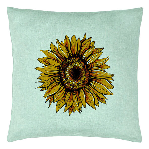 Perna Decorativa, Model Florea Soarelui, 40x40 cm, Verde Menta, Husa Detasabila, Burduf 15 Perna Decorativa