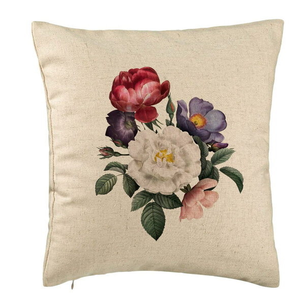 Perna Decorativa, Model Flori de Vara, 40x40 cm, Bej, Husa Detasabila, Burduf 5 Perna Decorativa