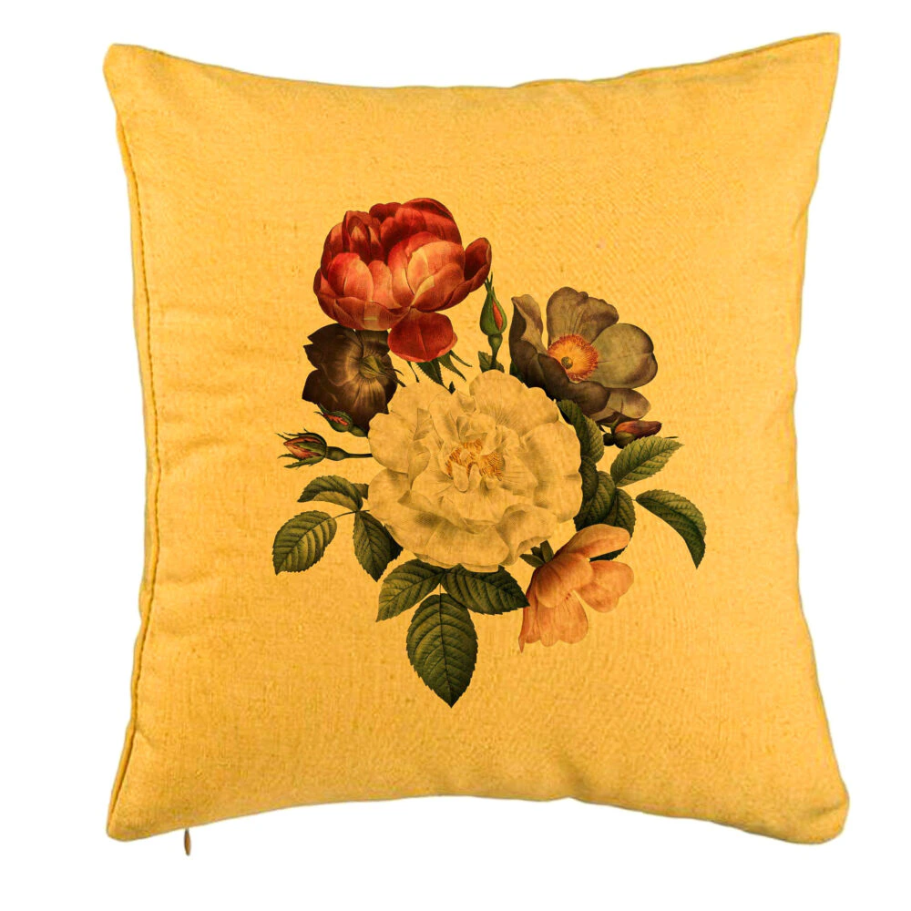 Perna Decorativa, Model Flori de Vara, 40x40 cm, Galben, Husa Detasabila, Burduf 5 Perna Decorativa