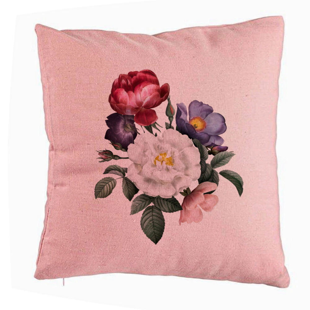 Perna Decorativa, Model Flori de Vara, 40x40 cm, Roz, Husa Detasabila, Burduf 5 Perna Decorativa