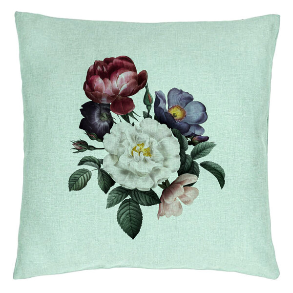 Perna Decorativa, Model Flori de Vara, 40x40 cm, Verde Menta, Husa Detasabila, Burduf 15 Perna Decorativa
