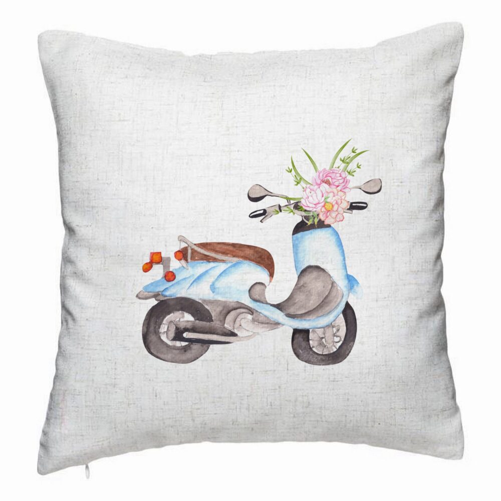Perna Decorativa, Model Flower Bike, 40x40 cm, Alb Murdar, Husa Detasabila, Burduf 5 Perna Decorativa