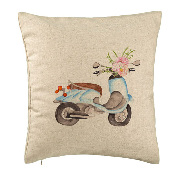 Perna Decorativa, Model Flower Bike, 40x40 cm, Bej, Husa Detasabila, Burduf 5 Perna Decorativa