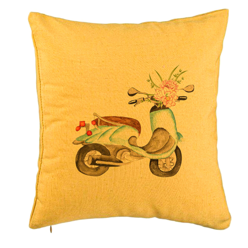 Perna Decorativa, Model Flower Bike, 40x40 cm, Galben, Husa Detasabila, Burduf 5 Perna Decorativa