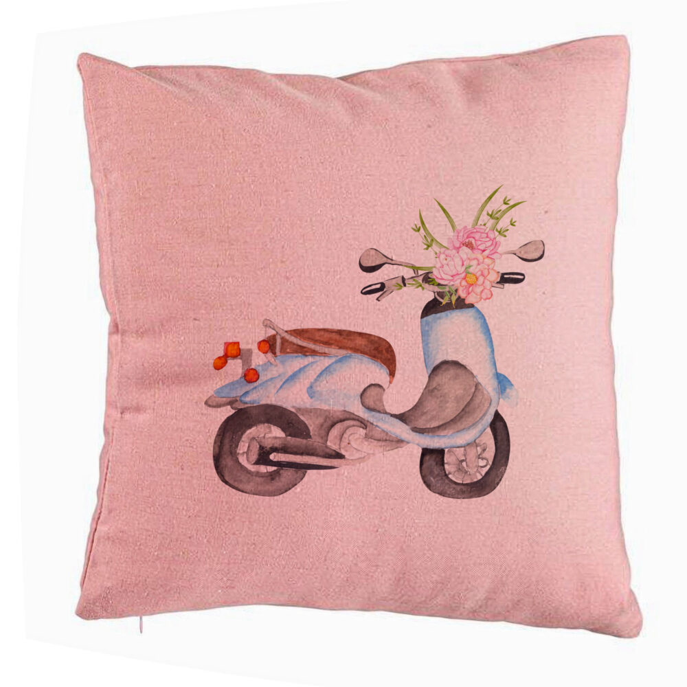 Perna Decorativa, Model Flower Bike, 40x40 cm, Roz, Husa Detasabila, Burduf 5 Perna Decorativa
