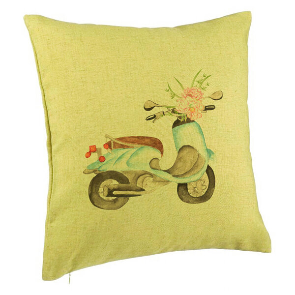 Perna Decorativa, Model Flower Bike, 40x40 cm, Verde, Husa Detasabila, Burduf 5 Perna Decorativa