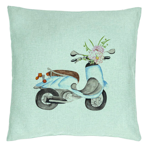Perna Decorativa, Model Flower Bike, 40x40 cm, Verde Menta, Husa Detasabila, Burduf 15 Perna Decorativa