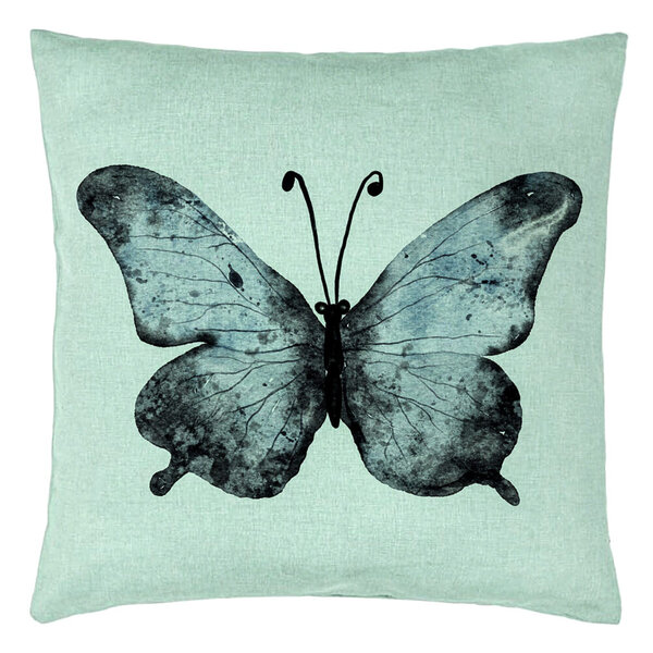 Perna Decorativa, Model Fluture 1, Blue and Black 40x40 cm, Verde Menta, Husa Detasabila, Burduf 15 Perna Decorativa