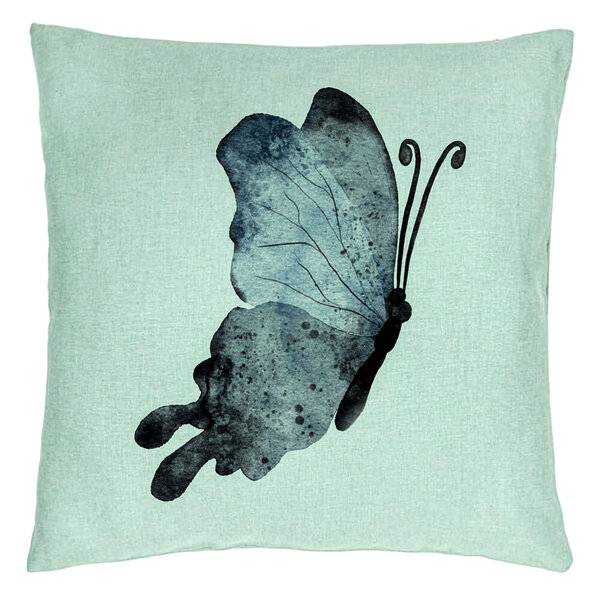 Perna Decorativa, Model Fluture 2, Blue and Black 40x40 cm, Verde Menta, Husa Detasabila, Burduf 15 Perna Decorativa