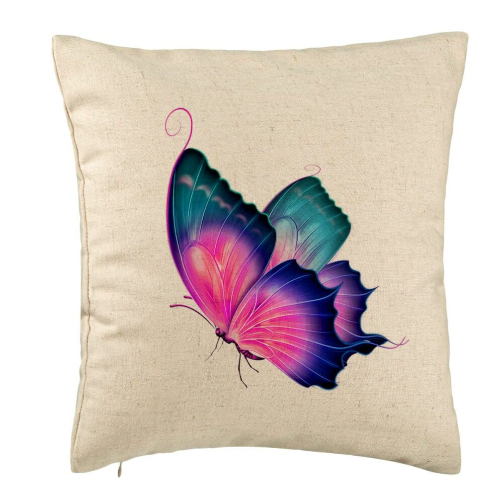 Perna Decorativa, Model Fluture Multicolor, 40x40 cm, Bej, Husa Detasabila, Burduf 5 Perna Decorativa