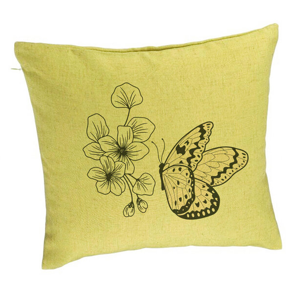 Perna Decorativa, Model Fluture si Flori, 40x40 cm, Verde, Husa Detasabila, Burduf 5 Perna Decorativa