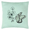 Perna Decorativa, Model Fluture si Flori, 40x40 cm, Verde Menta, Husa Detasabila, Burduf 22 Perna Decorativa