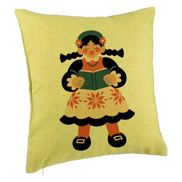 Perna Decorativa, Model Folk, 40x40 cm, Verde, Husa Detasabila, Burduf 5 Perna Decorativa
