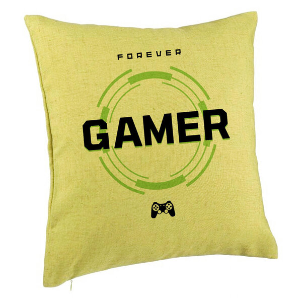 Perna Decorativa, Model Forever Gamer, 40x40 cm, Verde, Husa Detasabila, Burduf 5 Perna Decorativa