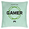 Perna Decorativa, Model Forever Gamer, 40x40 cm, Verde Menta, Husa Detasabila, Burduf 22 Perna Decorativa