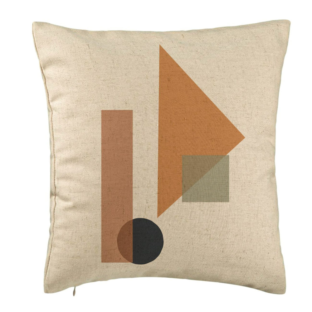 Perna Decorativa, Model Forme Geometrice 1, Multicolor, 40x40 cm, Bej, Husa Detasabila, Burduf 5 Perna Decorativa