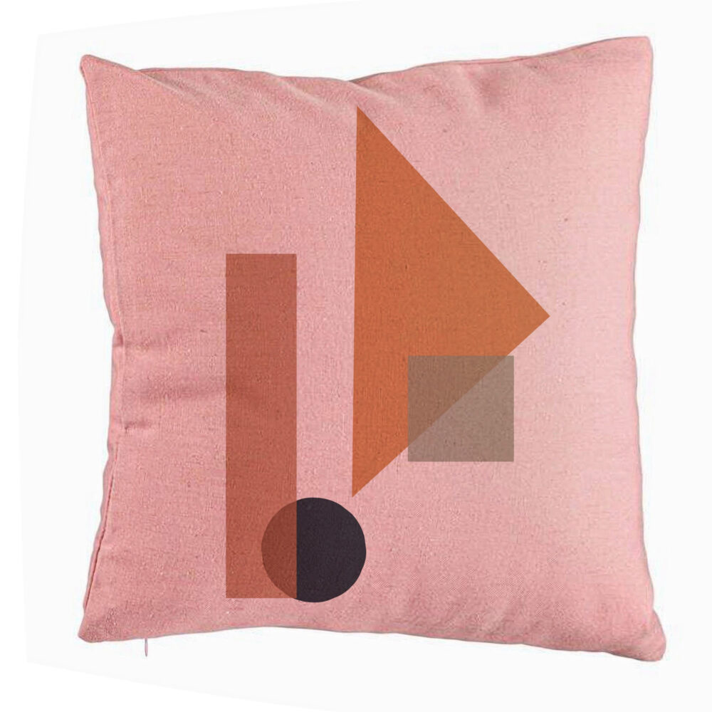 Perna Decorativa, Model Forme Geometrice 1, Multicolor, 40x40 cm, Roz, Husa Detasabila, Burduf 5 Perna Decorativa
