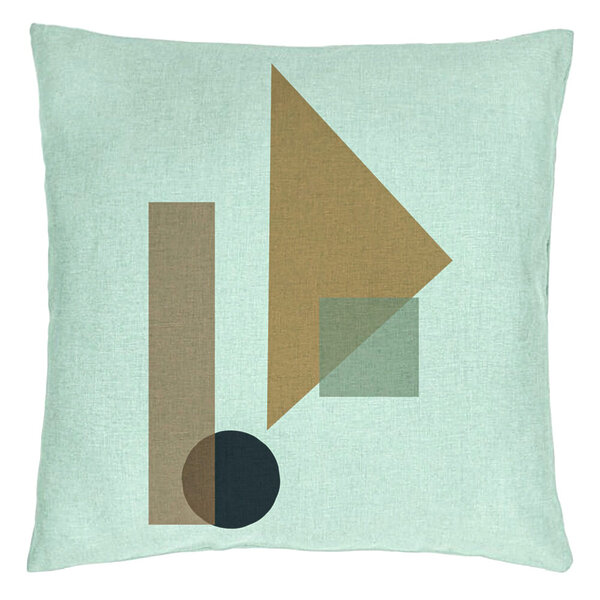 Perna Decorativa, Model Forme Geometrice 1, Multicolor, 40x40 cm, Verde Menta, Husa Detasabila, Burduf 15 Perna Decorativa
