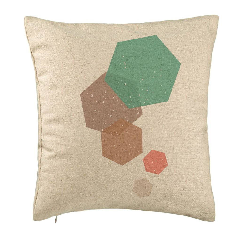 Perna Decorativa, Model Forme Geometrice 2, Multicolor, 40x40 cm, Bej, Husa Detasabila, Burduf 5 Perna Decorativa