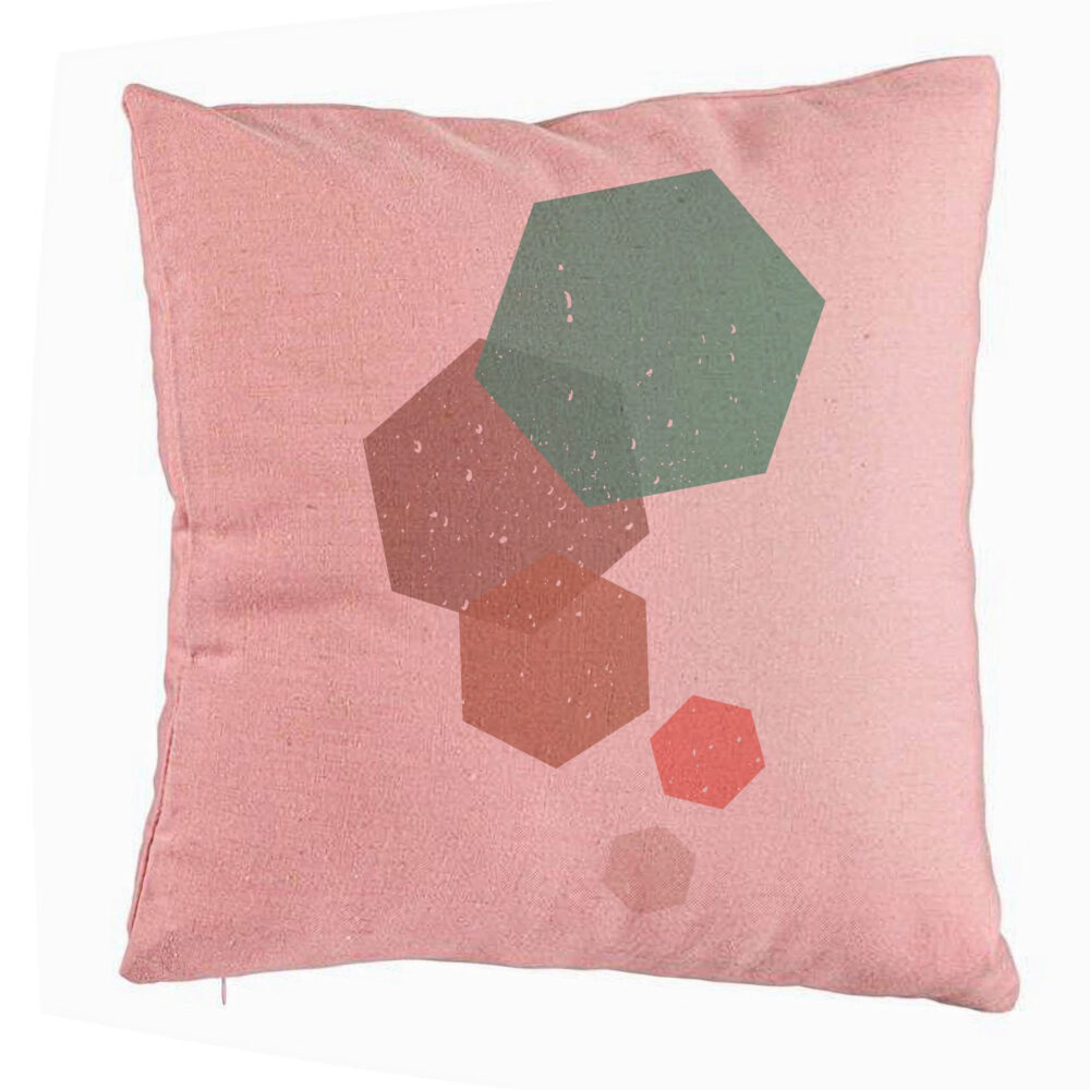 Perna Decorativa, Model Forme Geometrice 2, Multicolor, 40x40 cm, Roz, Husa Detasabila, Burduf 5 Perna Decorativa