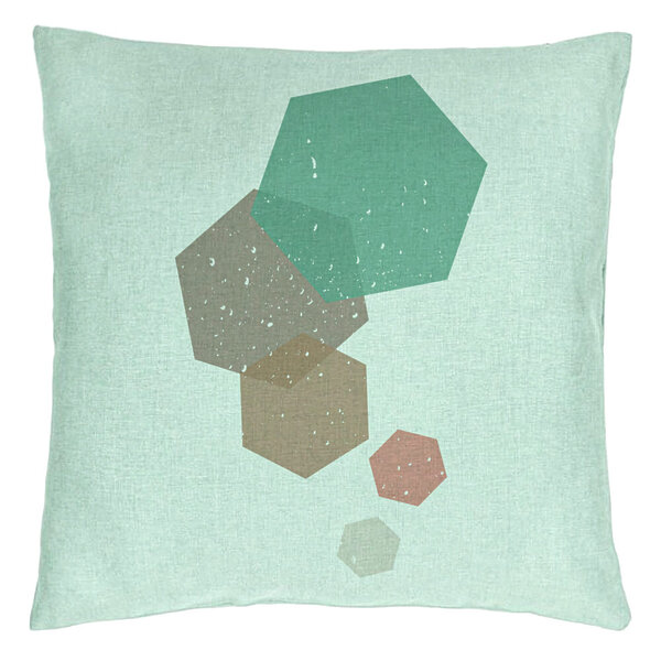 Perna Decorativa, Model Forme Geometrice 2, Multicolor, 40x40 cm, Verde Menta, Husa Detasabila, Burduf 15 Perna Decorativa