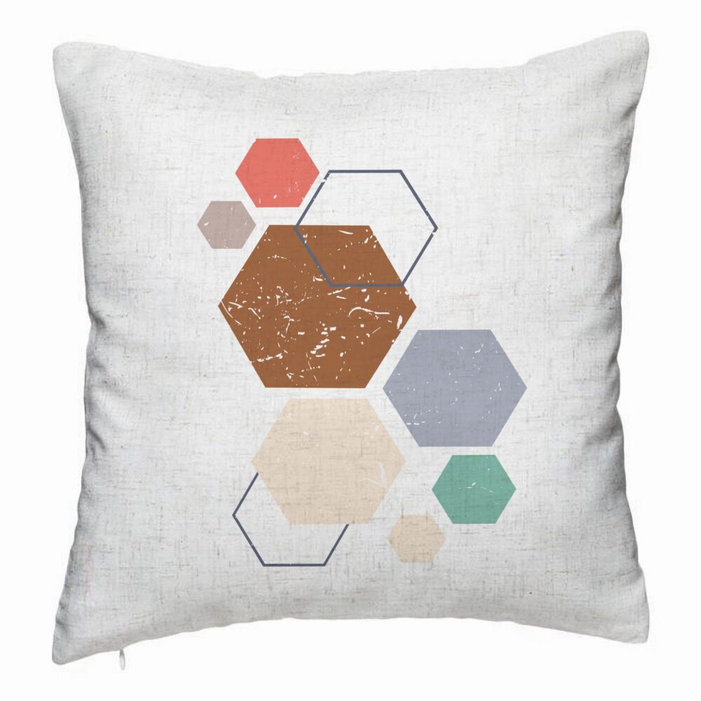 Perna Decorativa, Model Forme Geometrice 3, Multicolor 40x40 cm, Alb Murdar, Husa Detasabila, Burduf 5 Perna Decorativa