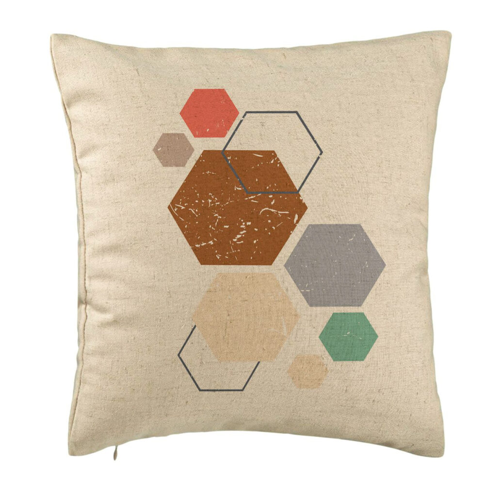 Perna Decorativa, Model Forme Geometrice 3, Multicolor 40x40 cm, Bej, Husa Detasabila, Burduf 5 Perna Decorativa