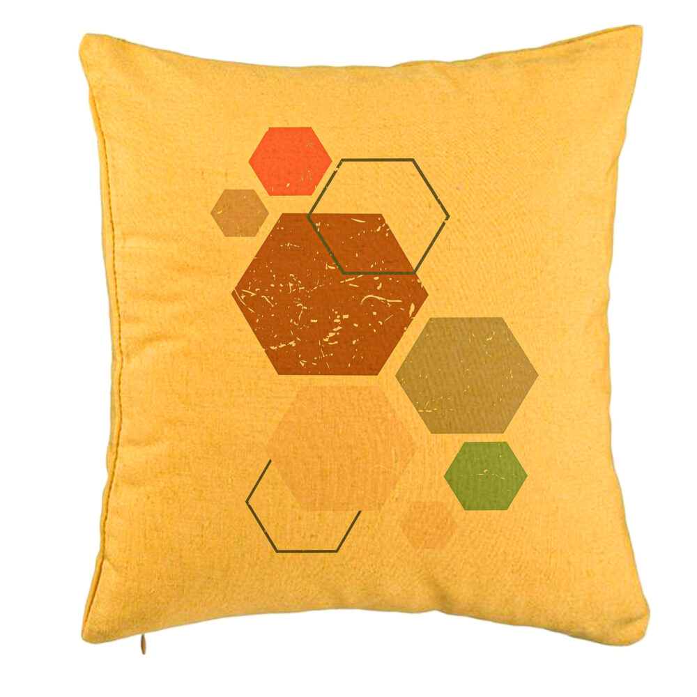 Perna Decorativa, Model Forme Geometrice 3, Multicolor 40x40 cm, Galben, Husa Detasabila, Burduf 5 Perna Decorativa