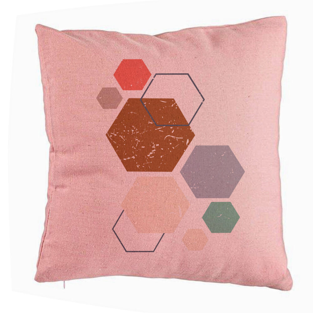 Perna Decorativa, Model Forme Geometrice 3, Multicolor 40x40 cm, Roz, Husa Detasabila, Burduf 5 Perna Decorativa