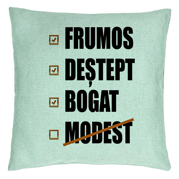 Perna Decorativa, Model Frumos Destept Bogad Modest, 40x40 cm, Verde Menta, Husa Detasabila, Burduf 15 Perna Decorativa