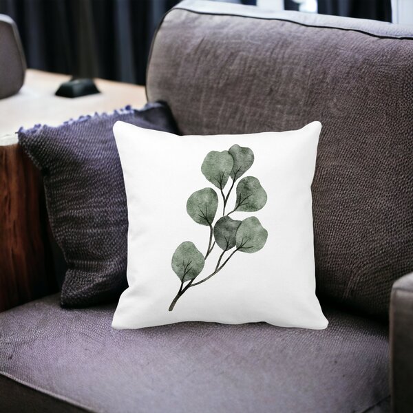 Perna Decorativa Model Frunze, 40x40 cm, Alba, Mata, Husa Detasabila, Burduf 13 Alba