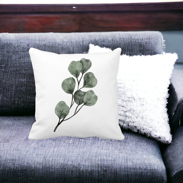 Perna Decorativa Model Frunze, 40x40 cm, Alba, Mata, Husa Detasabila, Burduf 14 Mata
