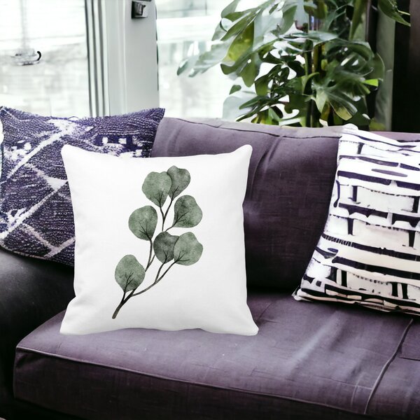 Perna Decorativa Model Frunze, 40x40 cm, Alba, Mata, Husa Detasabila, Burduf 15 Husa Detasabila