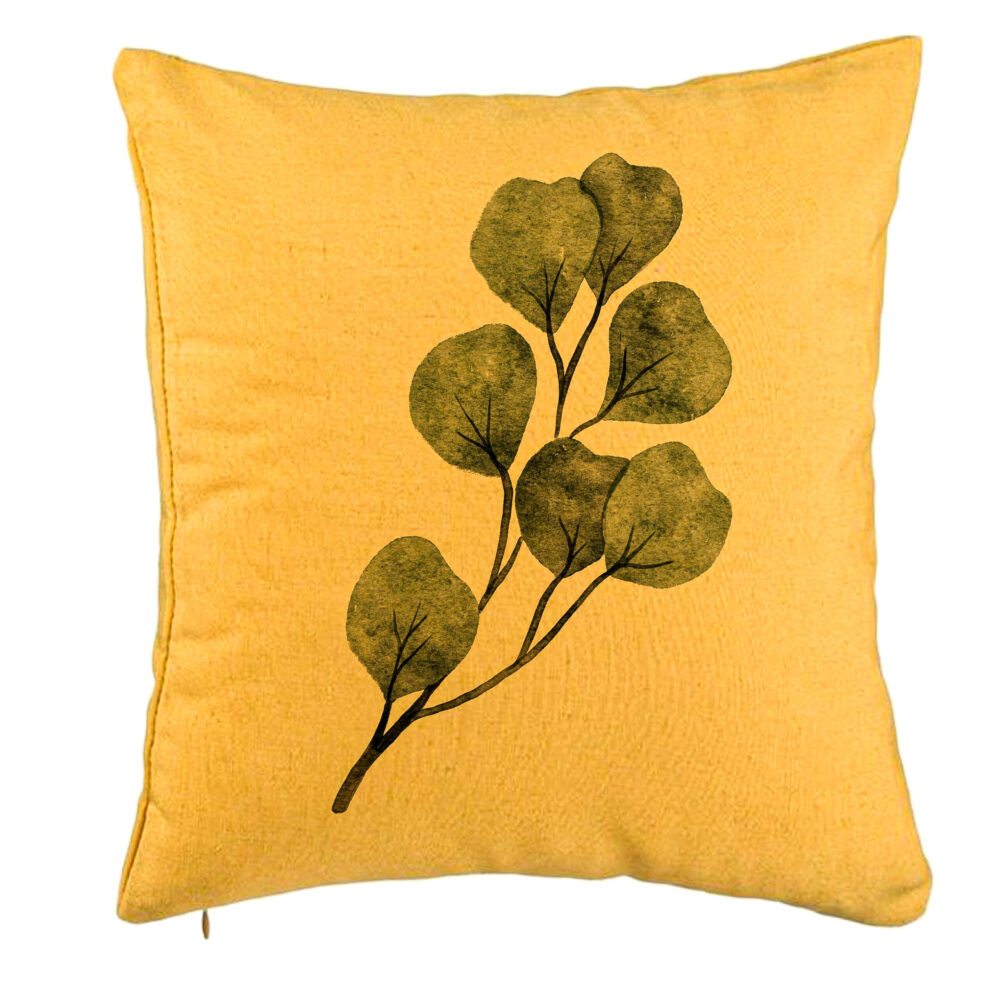 Perna Decorativa, Model Frunze, 40x40 cm, Galben, Husa Detasabila, Burduf 5 Perna Decorativa