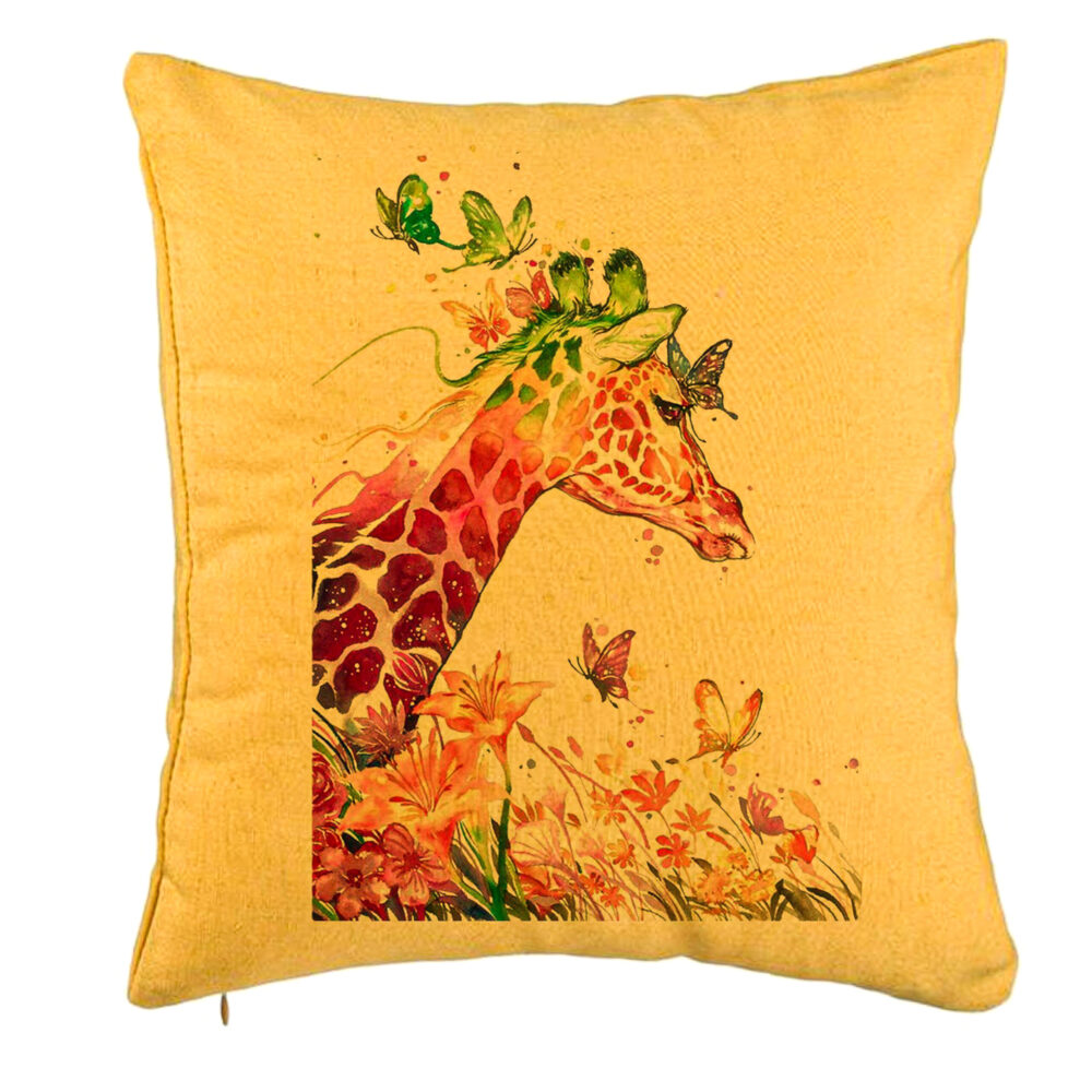 Perna Decorativa, Model Girafa Multicolor, 40x40 cm, Galben, Husa Detasabila, Burduf 5 Perna Decorativa