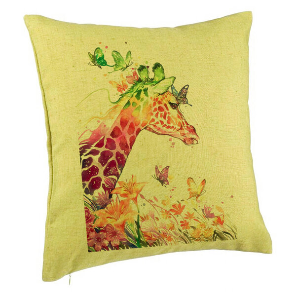 Perna Decorativa, Model Girafa Multicolor, 40x40 cm, Verde, Husa Detasabila, Burduf 5 Perna Decorativa