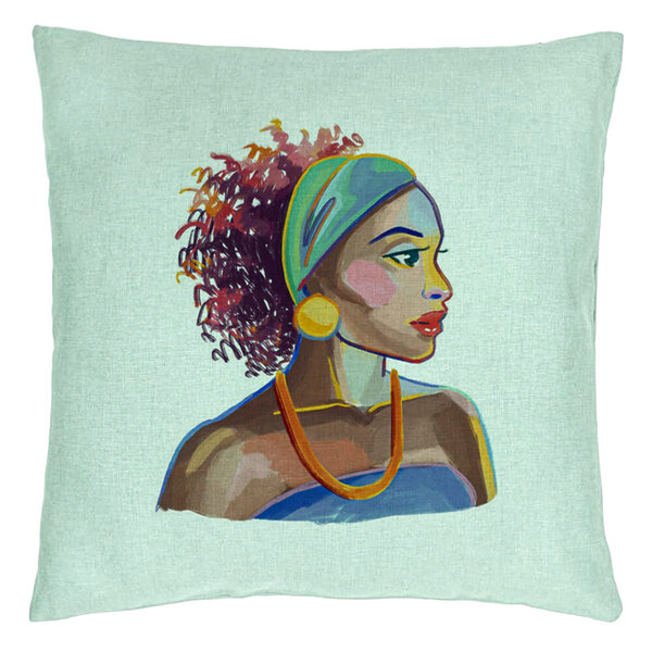 Perna Decorativa, Model Golden African, 40x40 cm, Verde Menta, Husa Detasabila, Burduf 15 Perna Decorativa
