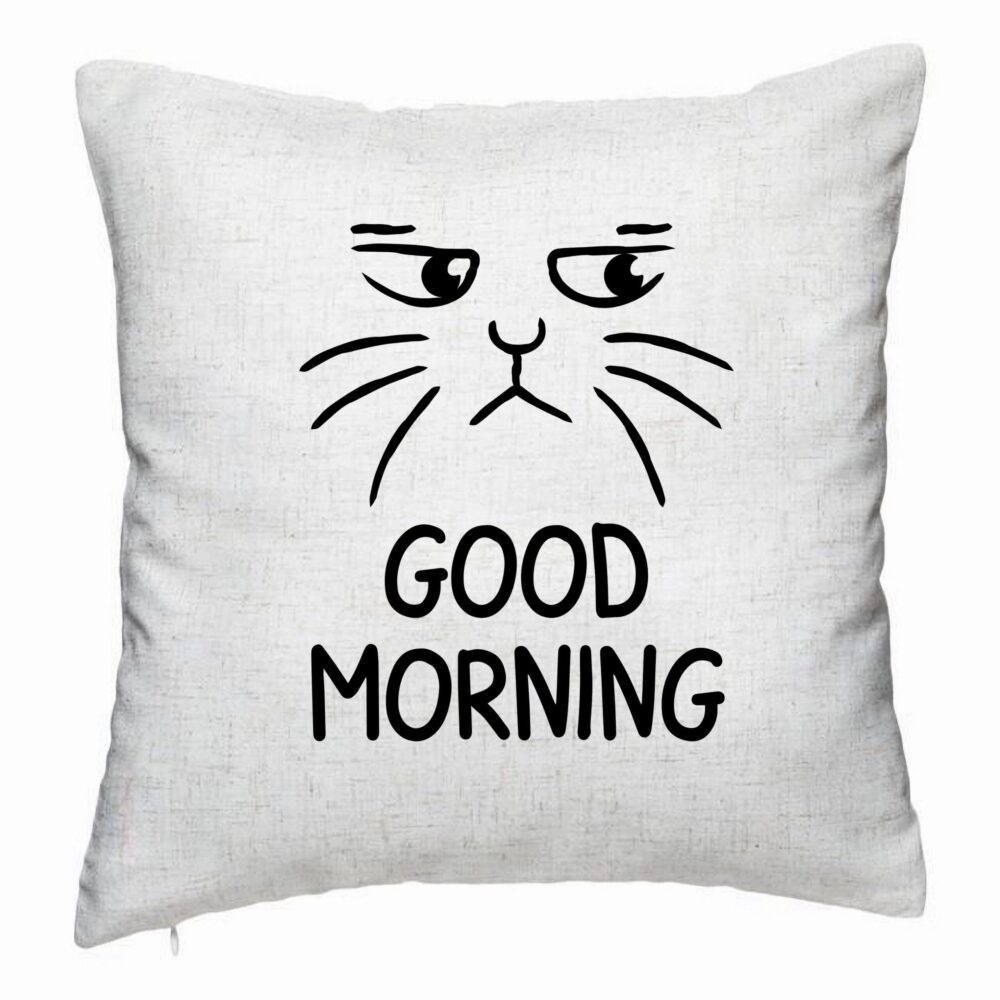 Perna Decorativa, Model Good Morning, 40x40 cm, Alb Murdar, Husa Detasabila, Burduf 5 Perna Decorativa