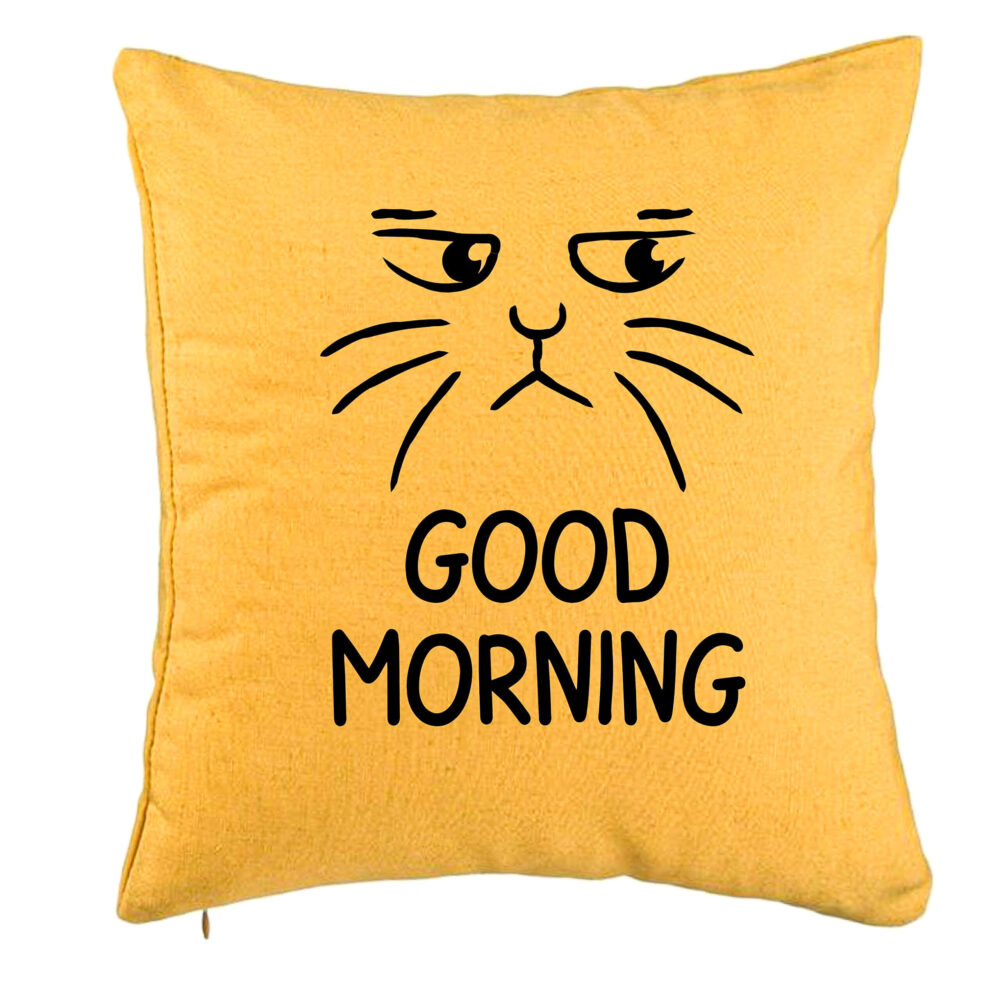 Perna Decorativa, Model Good Morning, 40x40 cm, Galben, Husa Detasabila, Burduf 5 Perna Decorativa