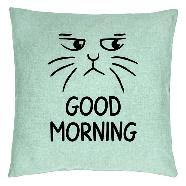 Perna Decorativa, Model Good Morning, 40x40 cm, Verde Menta, Husa Detasabila, Burduf 15 Perna Decorativa