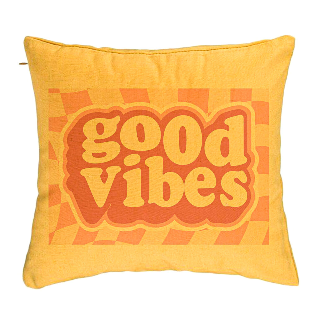 Perna Decorativa, Model Good Vibes, 40x40 cm, Galben, Husa Detasabila, Burduf 5 Perna Decorativa