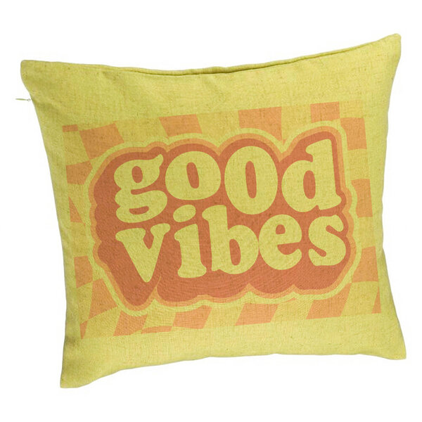 Perna Decorativa, Model Good Vibes, 40x40 cm, Verde, Husa Detasabila, Burduf 5 Perna Decorativa