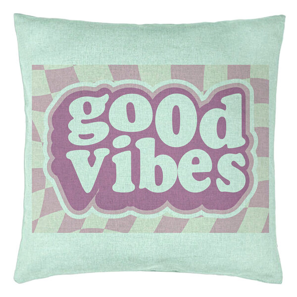 Perna Decorativa, Model Good Vibes, 40x40 cm, Verde Menta, Husa Detasabila, Burduf 15 Perna Decorativa