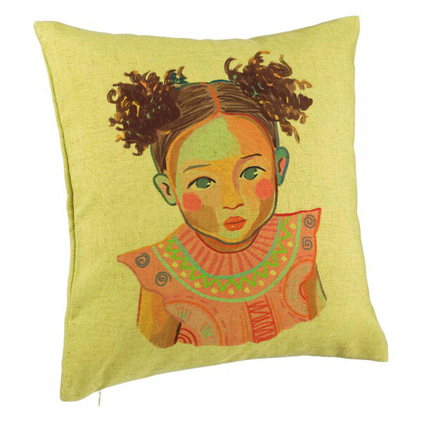 Perna Decorativa, Model Happy Baby, 40x40 cm, Verde, Husa Detasabila, Burduf 5 Perna Decorativa